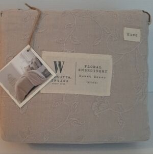 Wamsutta Floral Embroidery Linen King Duvet Cover (No Shams)